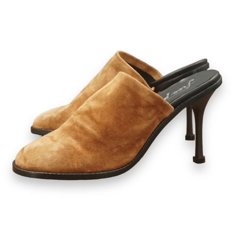 NWOT. Free People Tan Suede Slip-On Mules